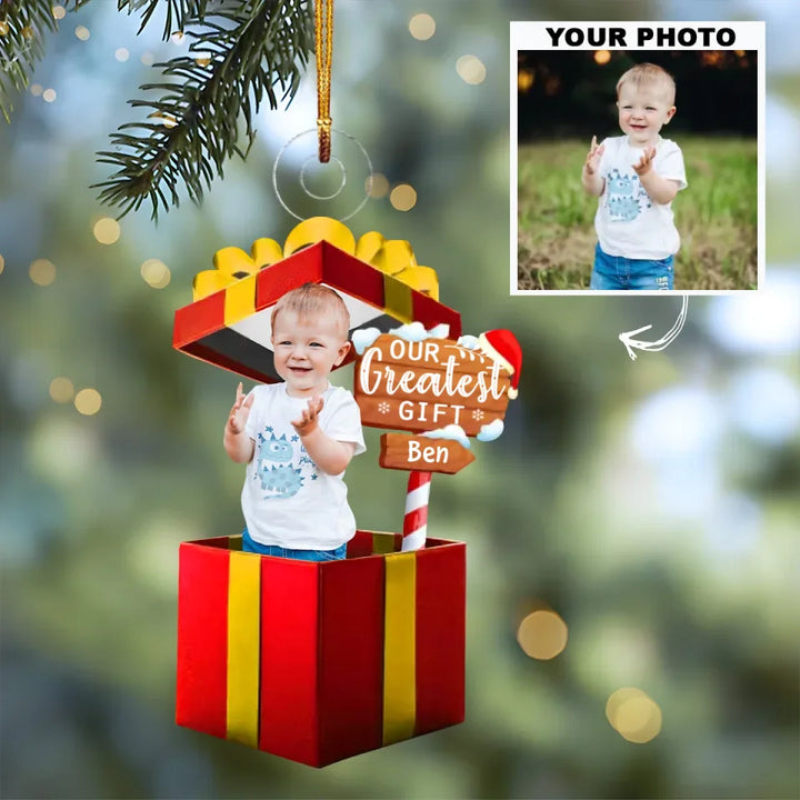 Our Greatest Gift - Personalized Custom Photo Mica Ornament - Gift For Family Member AGCPD086