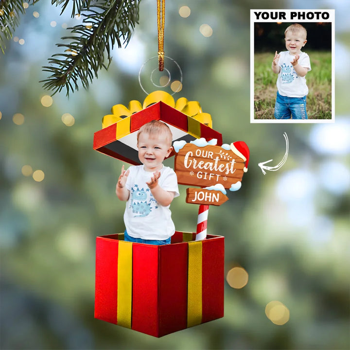 Our Greatest Gift - Personalized Custom Photo Mica Ornament - Gift For Family Member AGCPD086