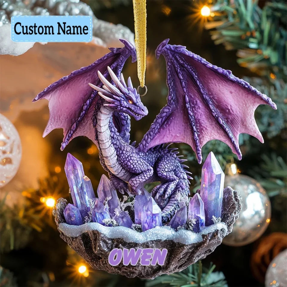 Amethyst Dream - Personalized Custom Mica Ornament - Christmas Gift For Dragon Lovers
