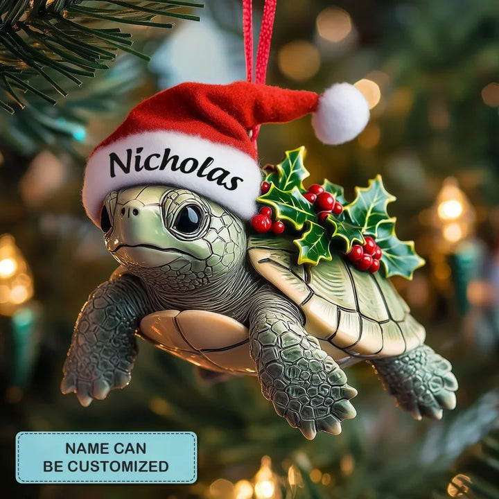 Mock Ad_Holly Turtle Tides Personalized Mica Ornament