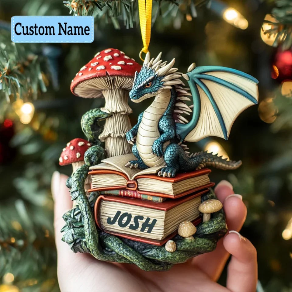 Forest Tale - Personalized Custom Mica Ornament - Christmas Gift For Dragon Lovers