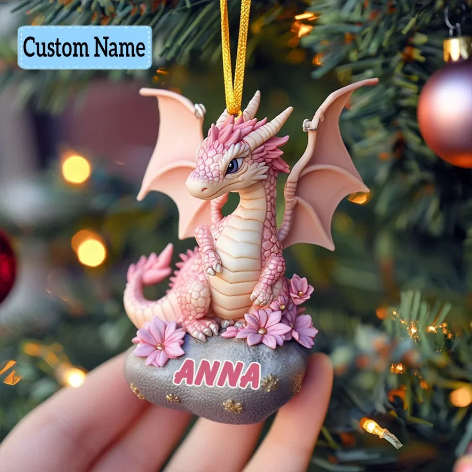 Pink Blossom - Personalized Custom Mica Ornament - Christmas Gift For Dragon Lovers