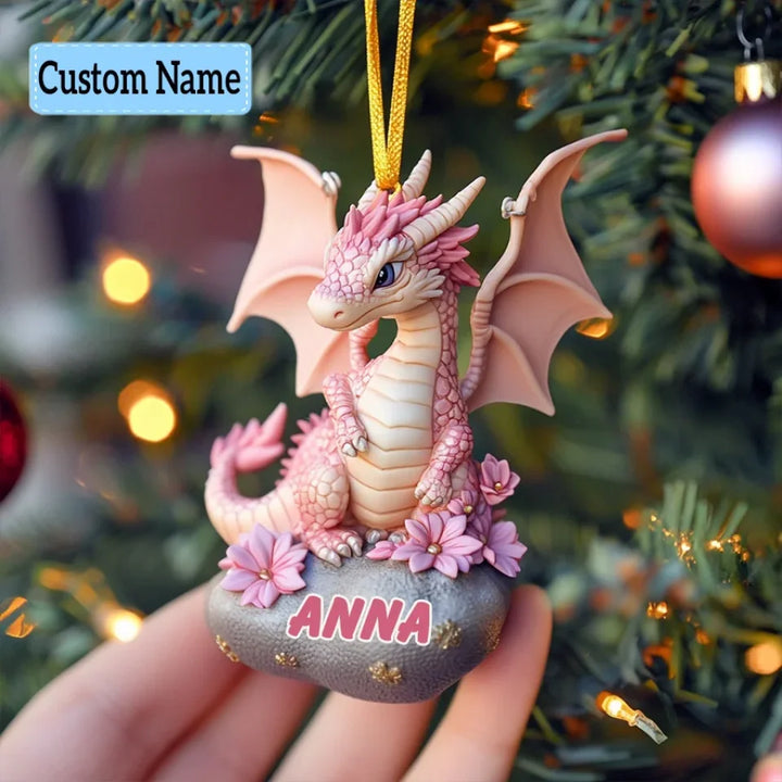 Pink Blossom - Personalized Custom Mica Ornament - Christmas Gift For Dragon Lovers