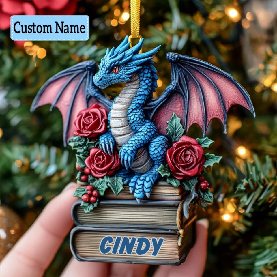 Rose Flame - Personalized Custom Mica Ornament - Christmas Gift For Dragon Lovers