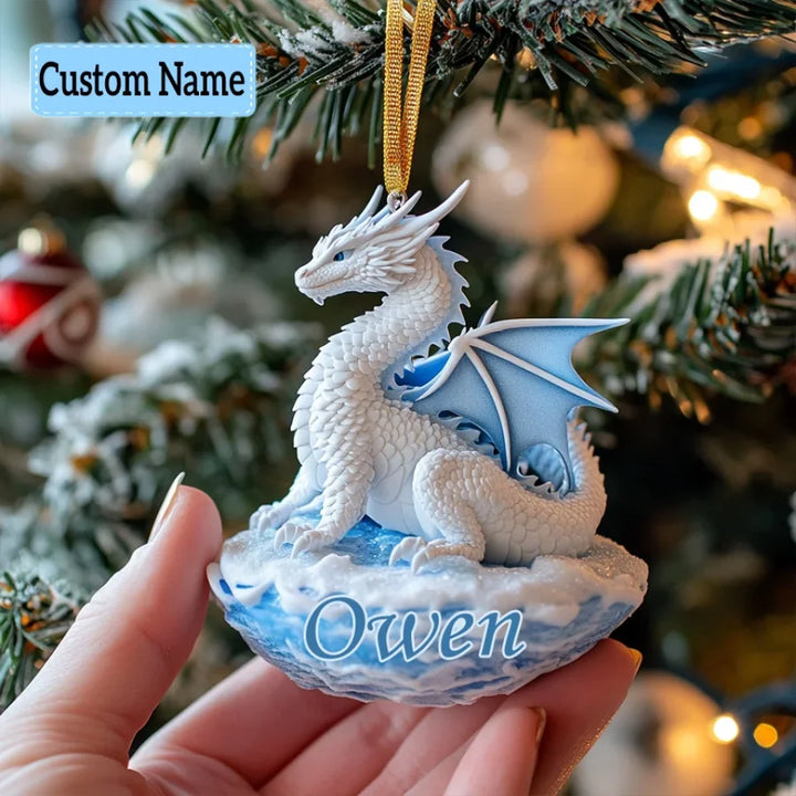 Frostbound - Personalized Custom Mica Ornament - Christmas Gift For Dragon Lovers, Family Members