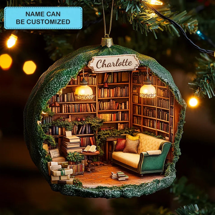 Booklover’s Dream - Personalized Mica Ornament - Gift For Bookish Lovers