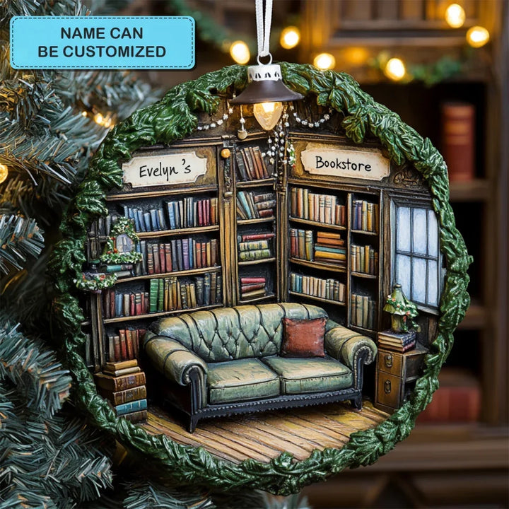 Bookish Bliss - Personalized Mica Ornament - Gift For Bookish Lovers