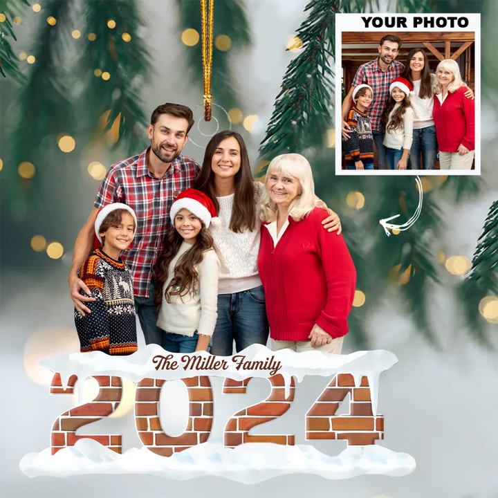 Family Forever - Personalized Custom Photo Mica Ornament - Christmas Gift For Family, Family Members