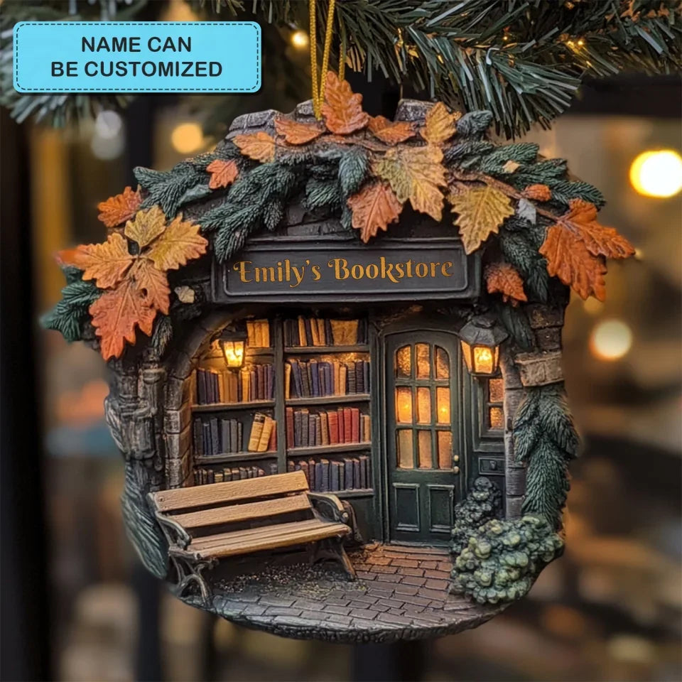 Bookish Hearth Abode - Personalized Mica Ornament - Gift For Bookish Lovers