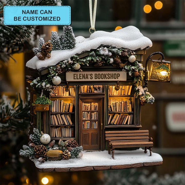 Literary Lantern Haven - Personalized Mica Ornament - Gift For Bookish Lovers