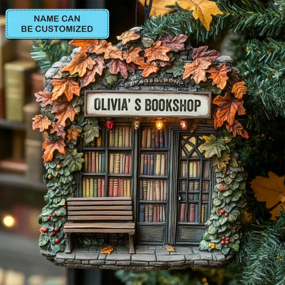 Shelves of Serenity - Personalized Mica Ornament - Gift For Bookish Lovers