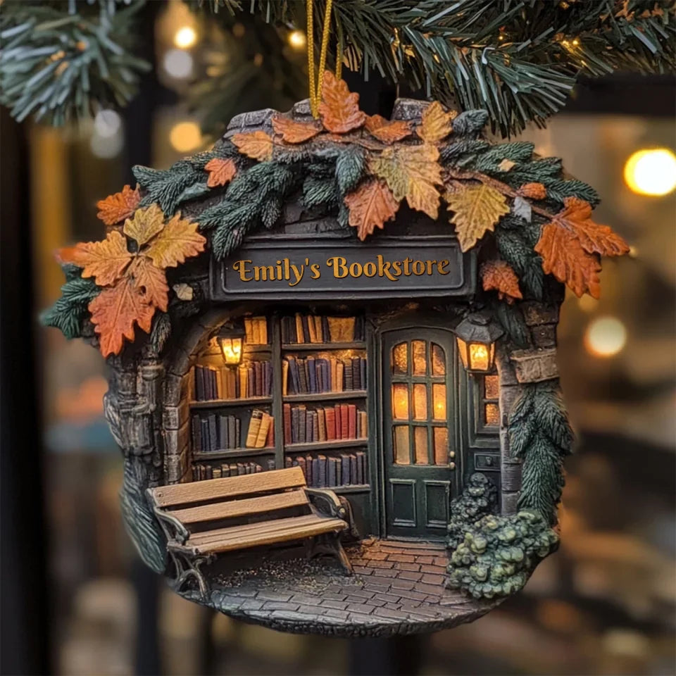 mk_Bookish Hearth Abode - Personalized Mica Ornament - Gift For Bookish Lovers