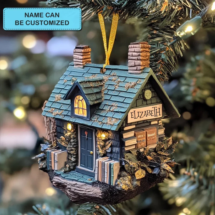 The Book Nook Bliss - Personalized Mica Ornament - Gift For Bookish Lovers