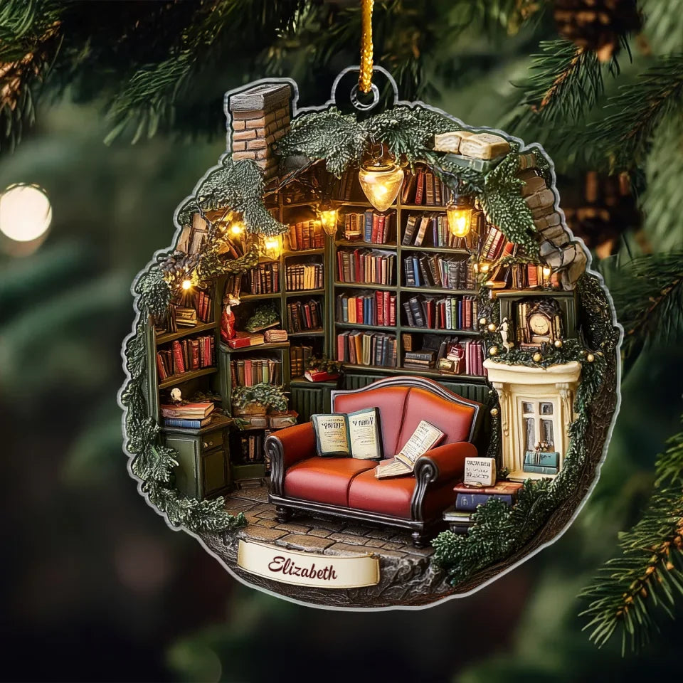 Festive Fables - Personalized Mica Ornament - Gift For Bookish Lovers