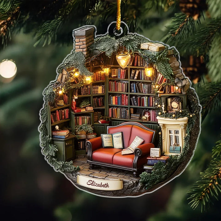 Festive Fables - Personalized Mica Ornament - Gift For Bookish Lovers