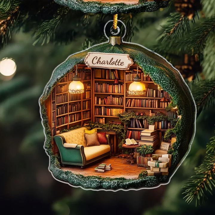 Booklover’s Dream - Personalized Mica Ornament - Gift For Bookish Lovers
