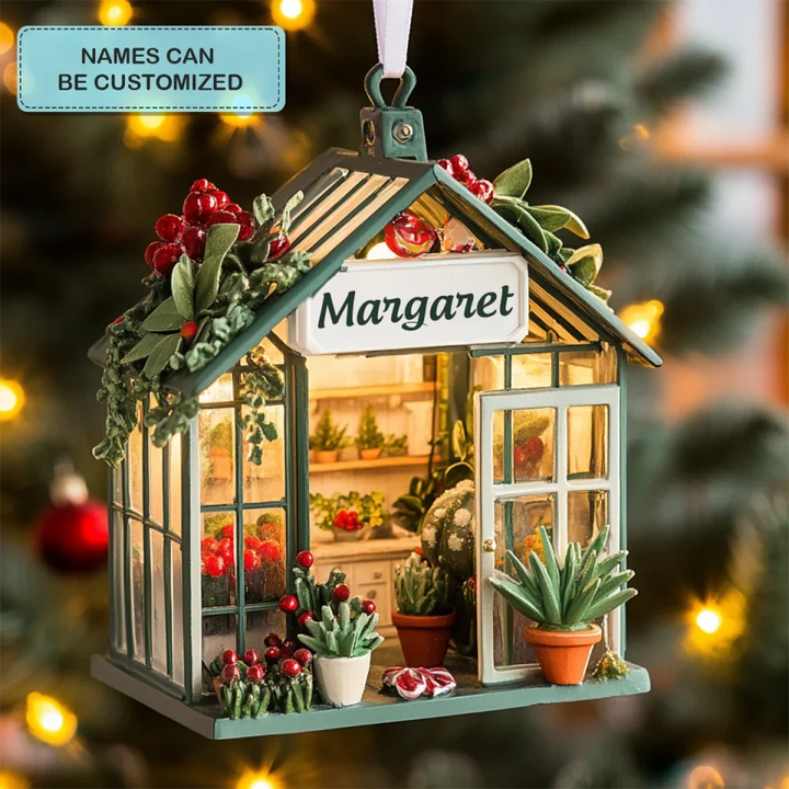 mk_Flourish Frame - Personalized Mica Ornament - Gift For Gardeners, Gardening Lovers