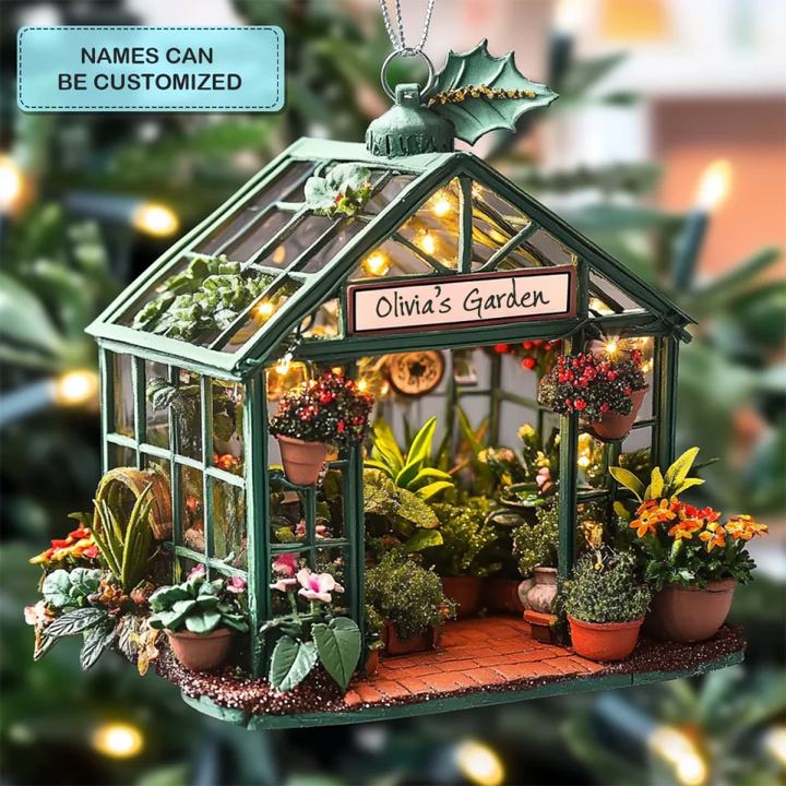Greenhouse Glow - Personalized Mica Ornament - Gift For Gardeners, Gardening Lovers