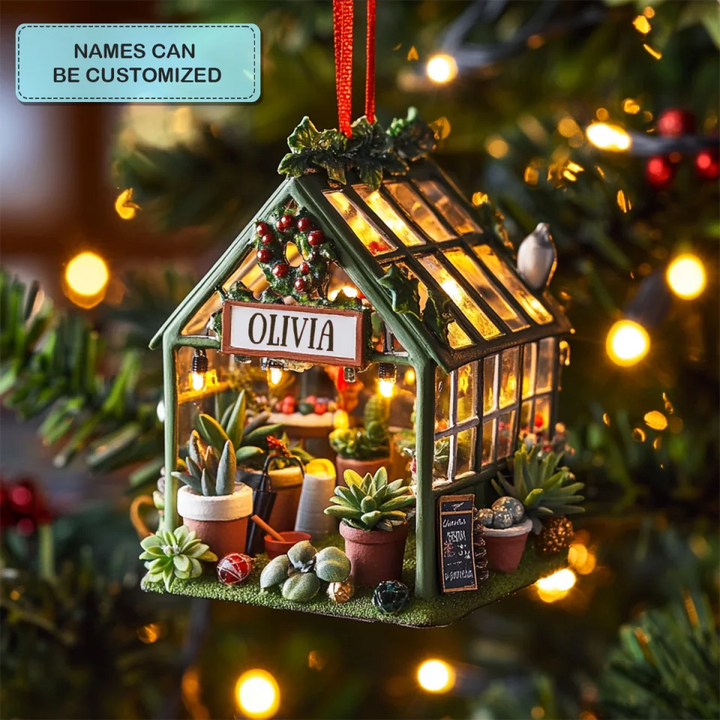 Sprout Sanctuary - Personalized Mica Ornament - Gift For Gardeners, Gardening Lovers