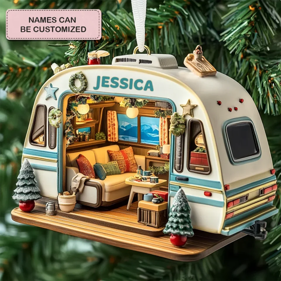 Adventure Abode - Personalized Mica Ornament - Gift For Camping Lovers