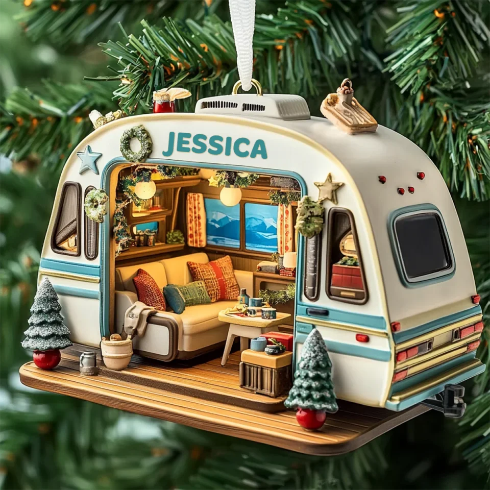 mk_Adventure Abode - Personalized Mica Ornament - Gift For Camping Lovers