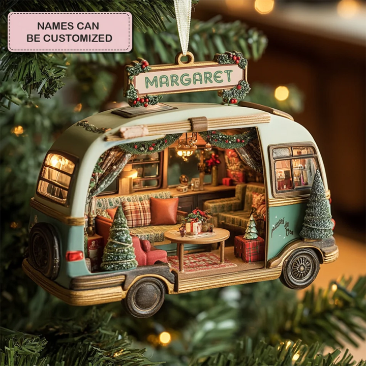 Nomad Nest - Personalized Mica Ornament - Gift For Camping Lovers