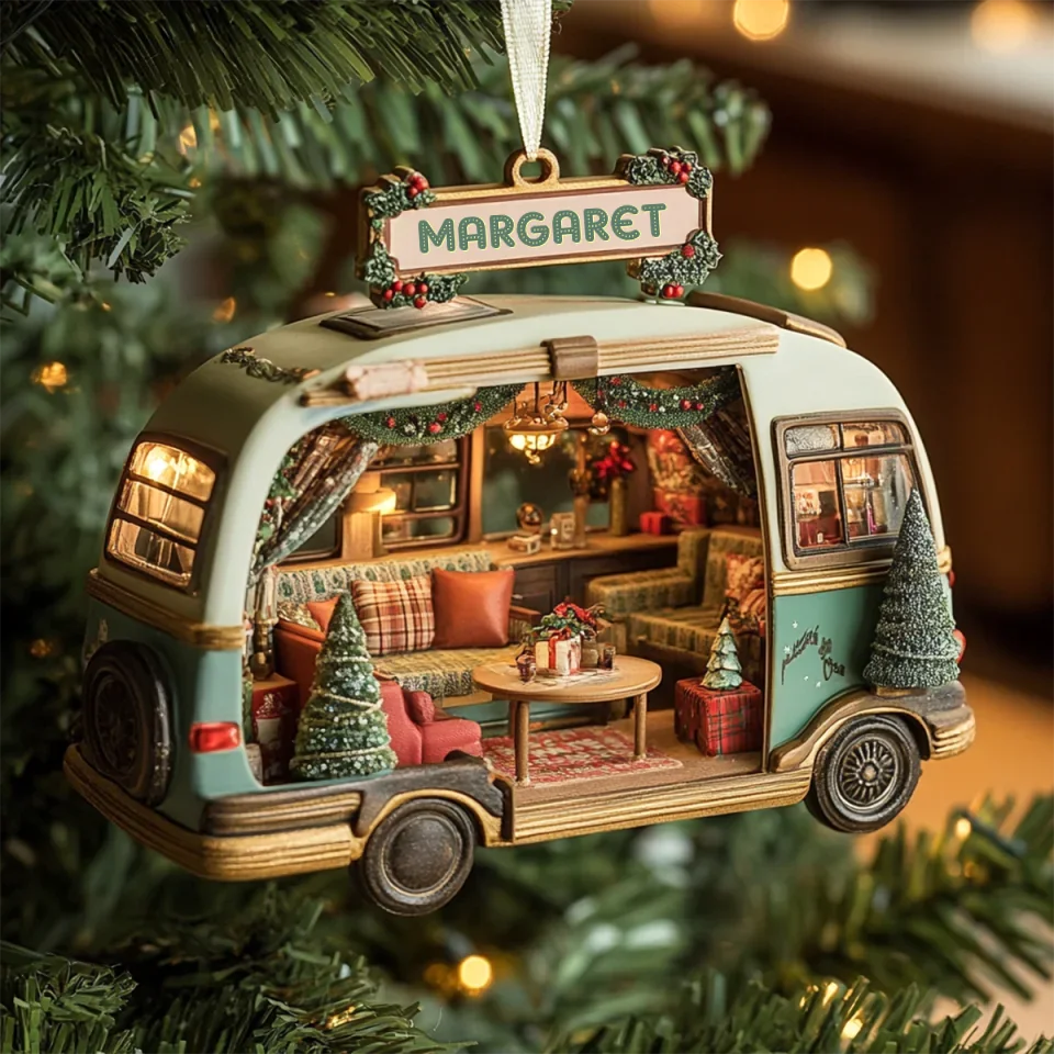 mk_Nomad Nest - Personalized Mica Ornament - Gift For Camping Lovers