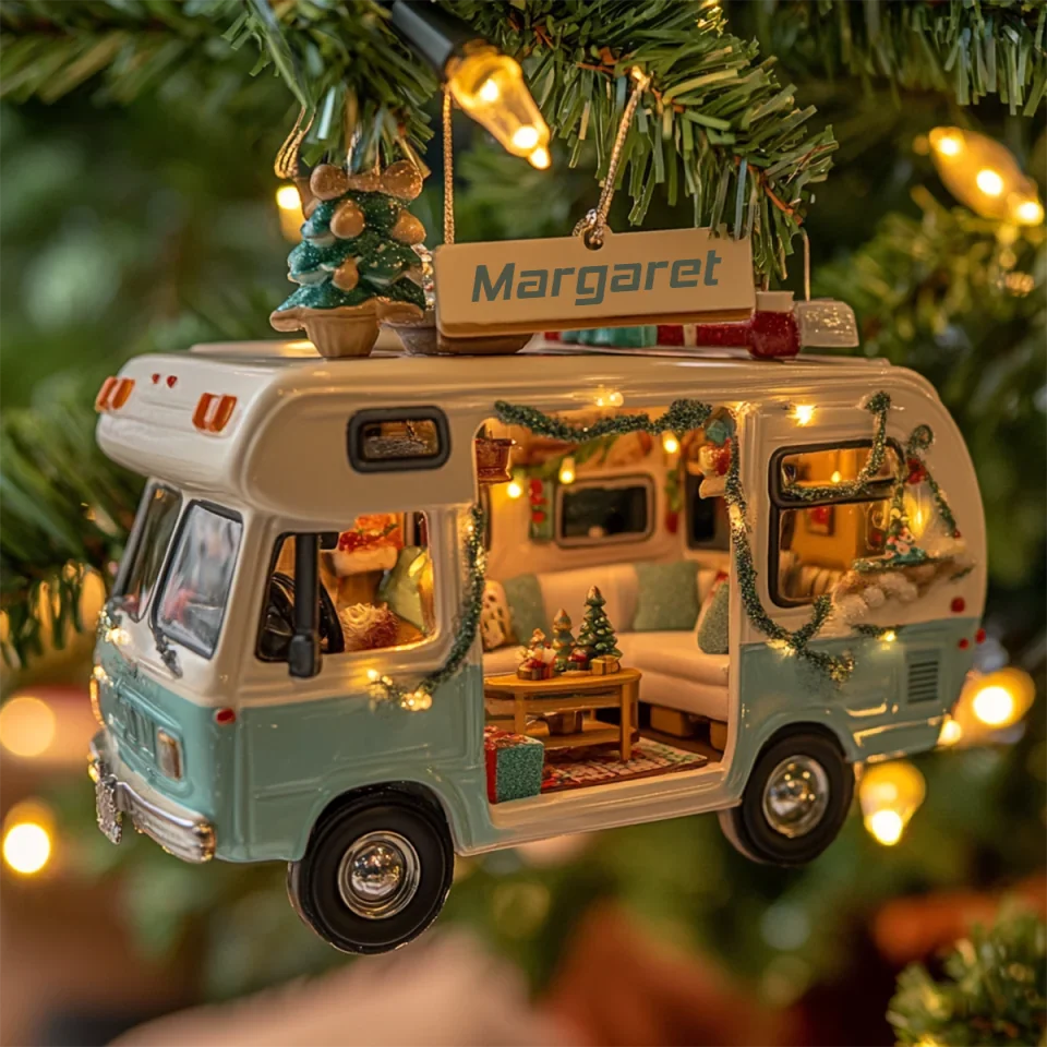 mk_Roadside Retreat - Personalized Mica Ornament - Gift For Camping Lovers