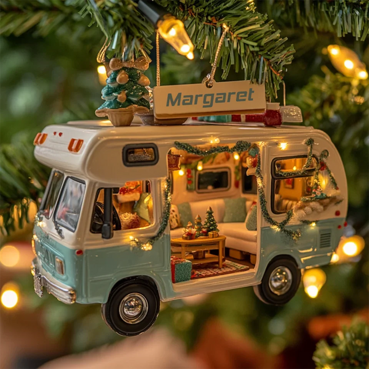 mk_Roadside Retreat - Personalized Mica Ornament - Gift For Camping Lovers