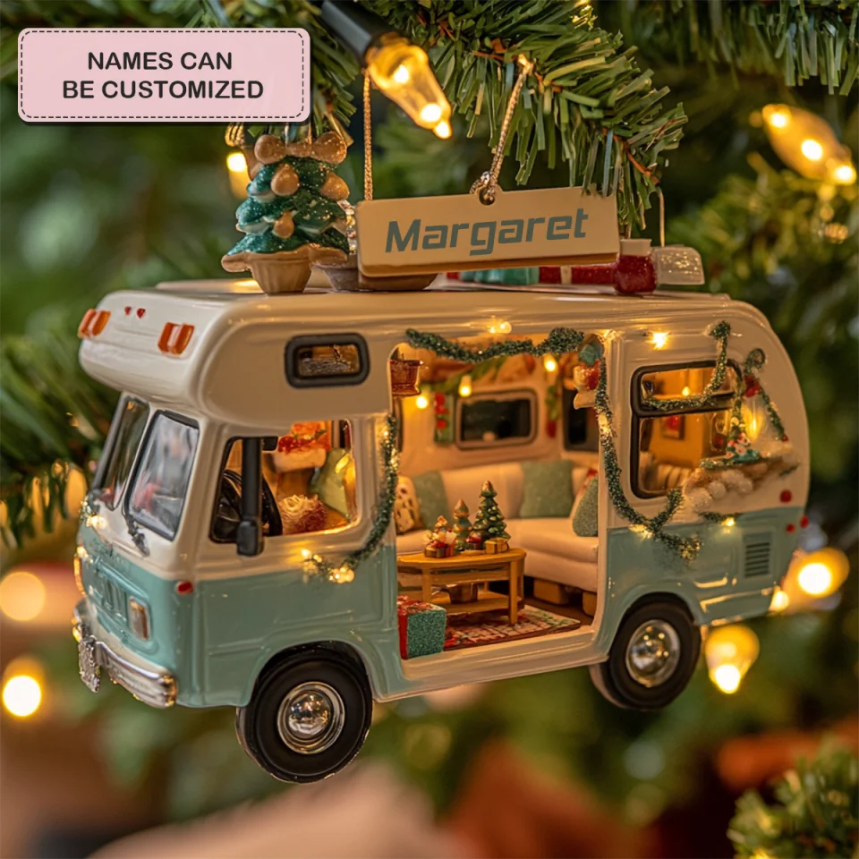 Roadside Retreat - Personalized Mica Ornament - Gift For Camping Lovers