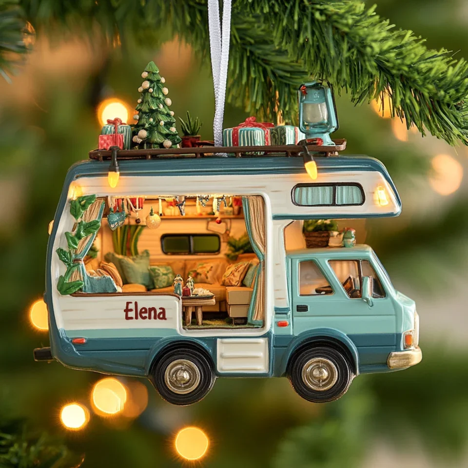 mk_The Cozy Camper - Personalized Mica Ornament - Gift For Camping Lovers