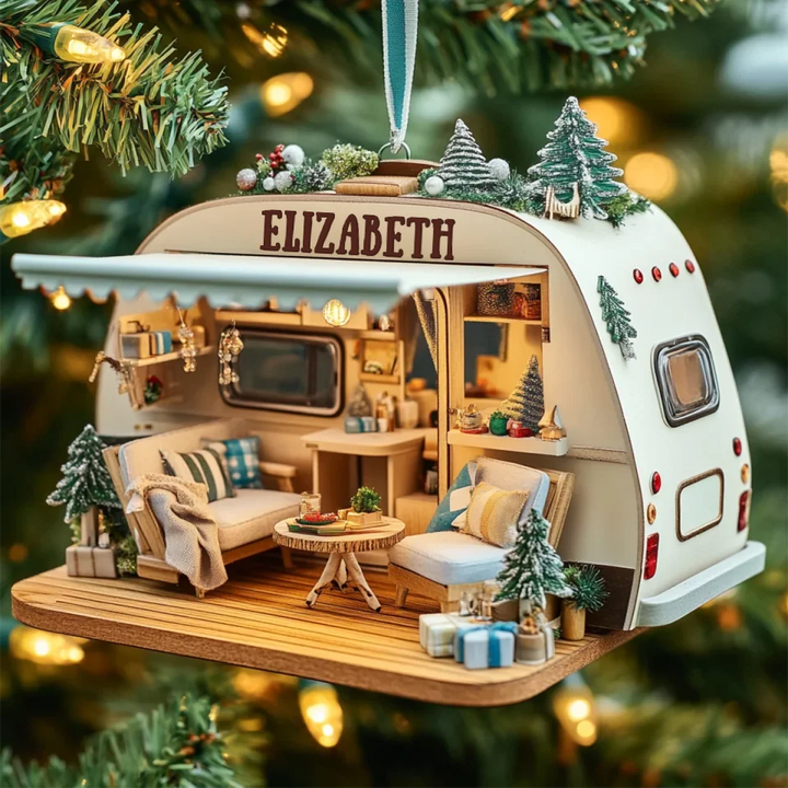 mk_Tiny Traveler’s Home - Personalized Mica Ornament - Gift For Camping Lovers