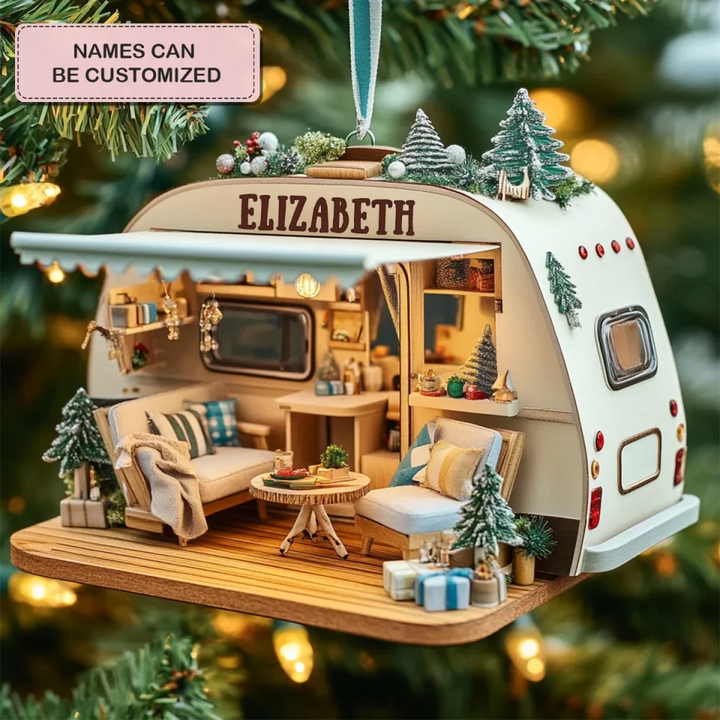 Tiny Traveler’s Home - Personalized Mica Ornament - Gift For Camping Lovers