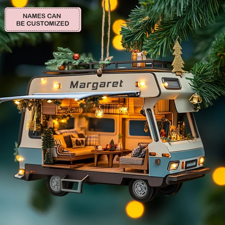 Vagabond Haven - Personalized Mica Ornament - Gift For Camping Lovers