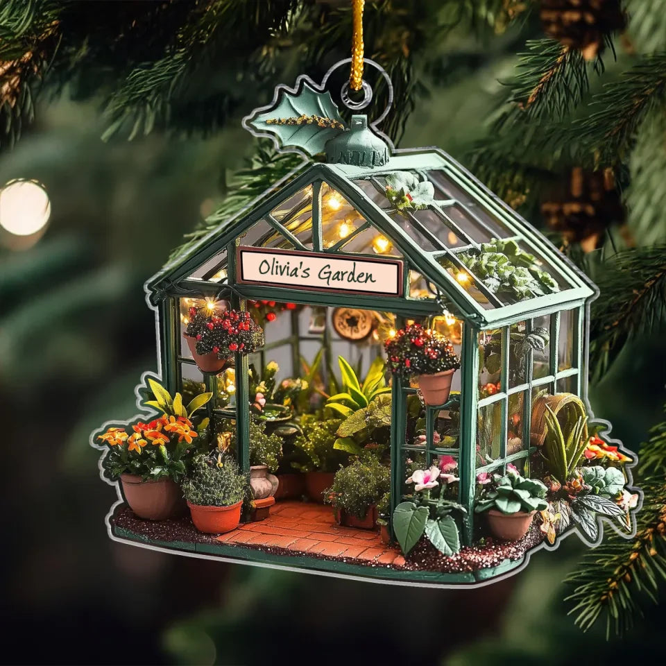 Greenhouse Glow - Personalized Mica Ornament - Gift For Gardeners, Gardening Lovers
