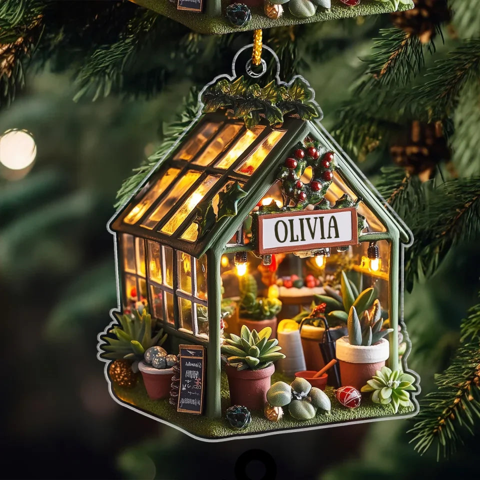 Sprout Sanctuary - Personalized Mica Ornament - Gift For Gardeners, Gardening Lovers