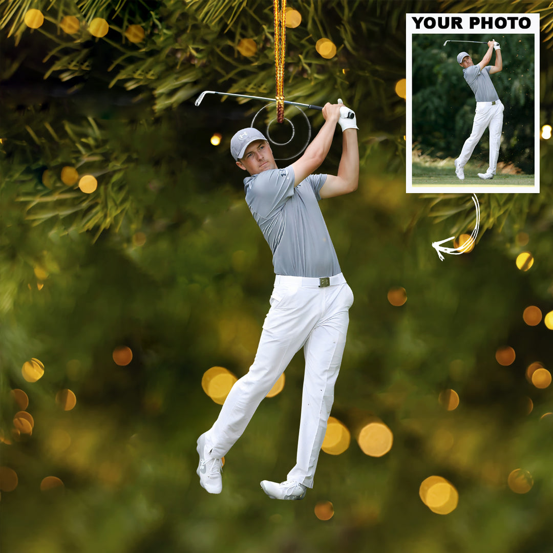 The Golden Swing - Personalized Photo Mica Ornament - Christmas Gift For Sport Lovers, Golf Lovers