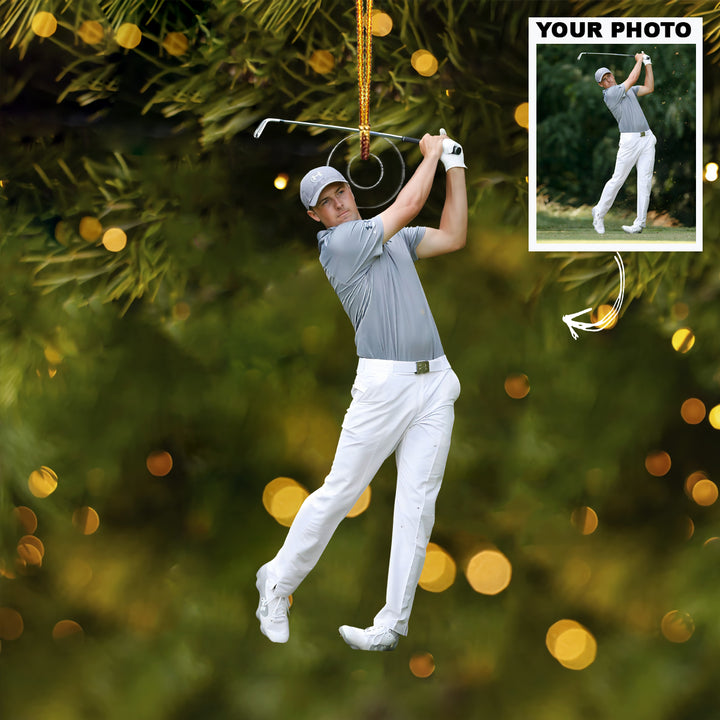 The Golden Swing - Personalized Photo Mica Ornament - Christmas Gift For Sport Lovers, Golf Lovers