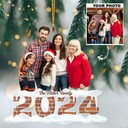 Family Forever - Personalized Custom Photo Mica Ornament - Christmas Gift For Family, Family Members