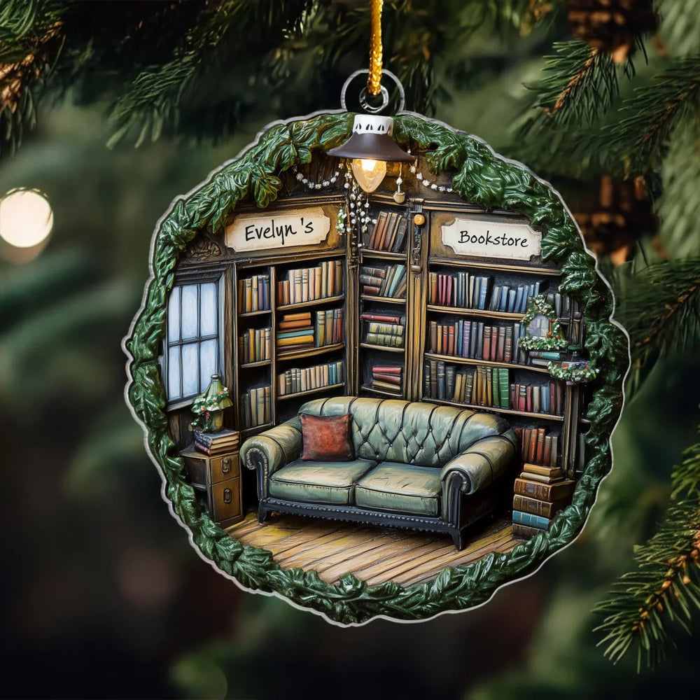 Bookish Bliss - Personalized Mica Ornament - Gift For Bookish Lovers