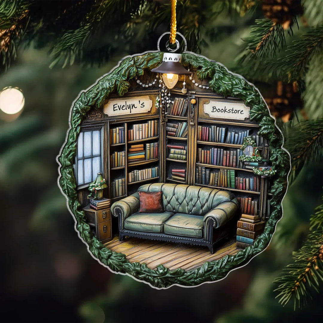 Bookish Bliss - Personalized Mica Ornament - Gift For Bookish Lovers