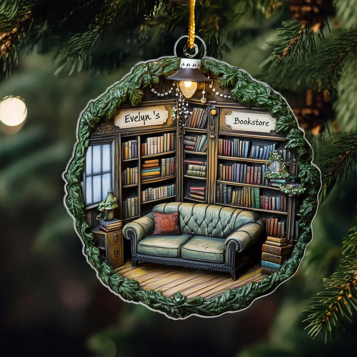 Bookish Bliss - Personalized Mica Ornament - Gift For Bookish Lovers