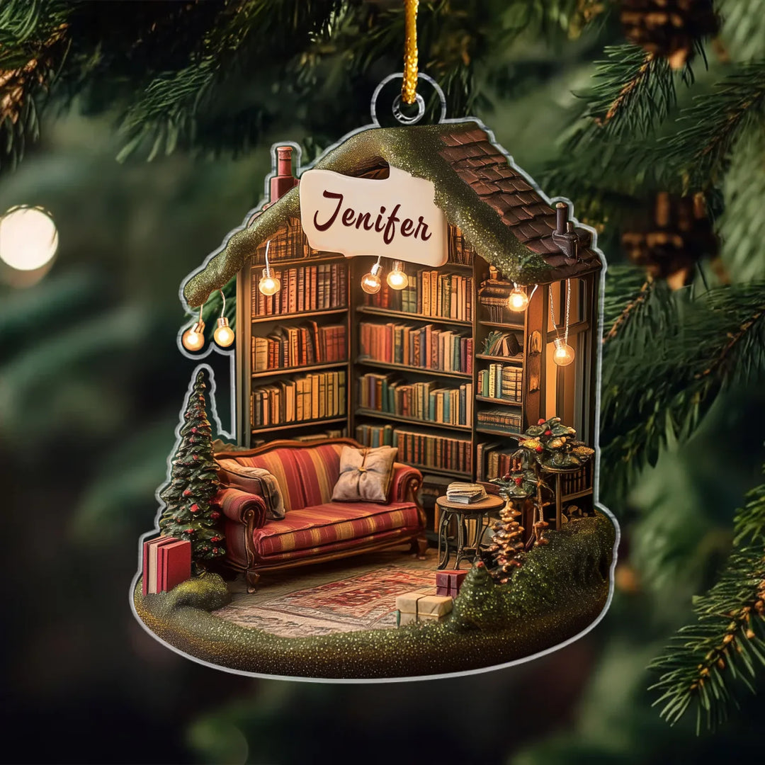 Literary Lights - Personalized Mica Ornament - Gift For Bookish Lovers