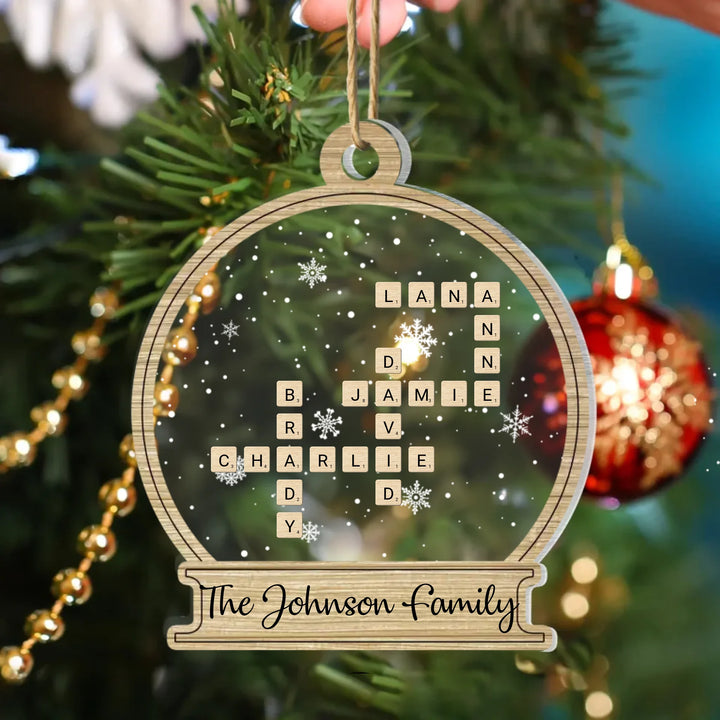 Family Crossword Puzzle - Personalized Custom 2-Layer Mix Ornament - Gift For Family Members