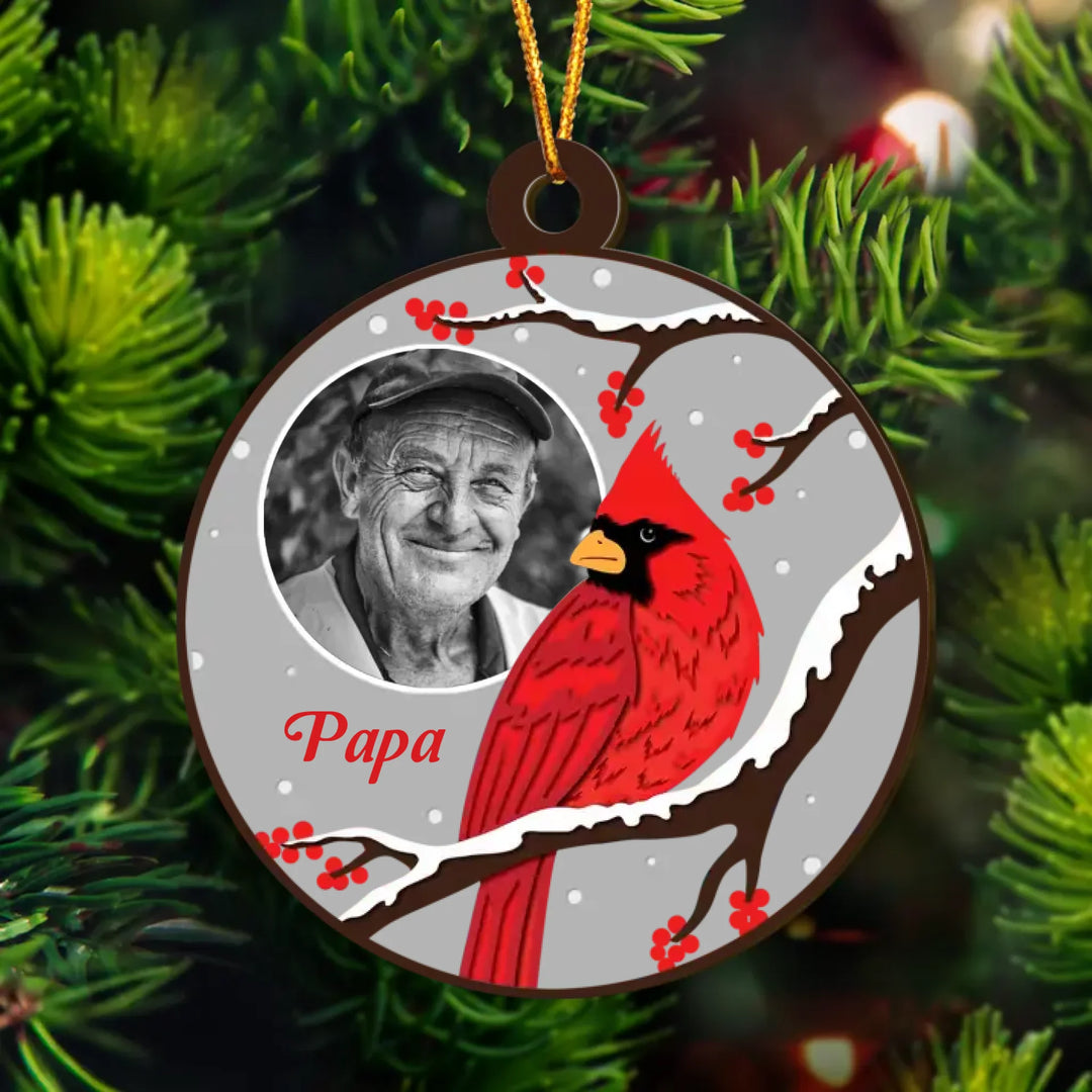 In Loving Memory Cardinal - Personalized Custom Layer Wood Ornament - Memorial Gift For Family Members