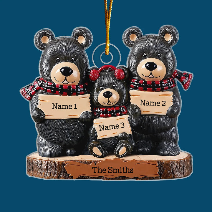 Our Beary Family - Personalized Custom Shape Mica Ornament - Christmas Gift For Family Members