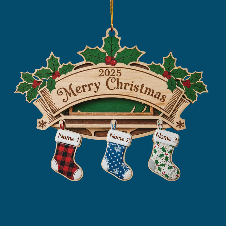 Little Stocking Crew - Personalized Custom Shape Wood Ornament - Christmas Gift For Family Members
