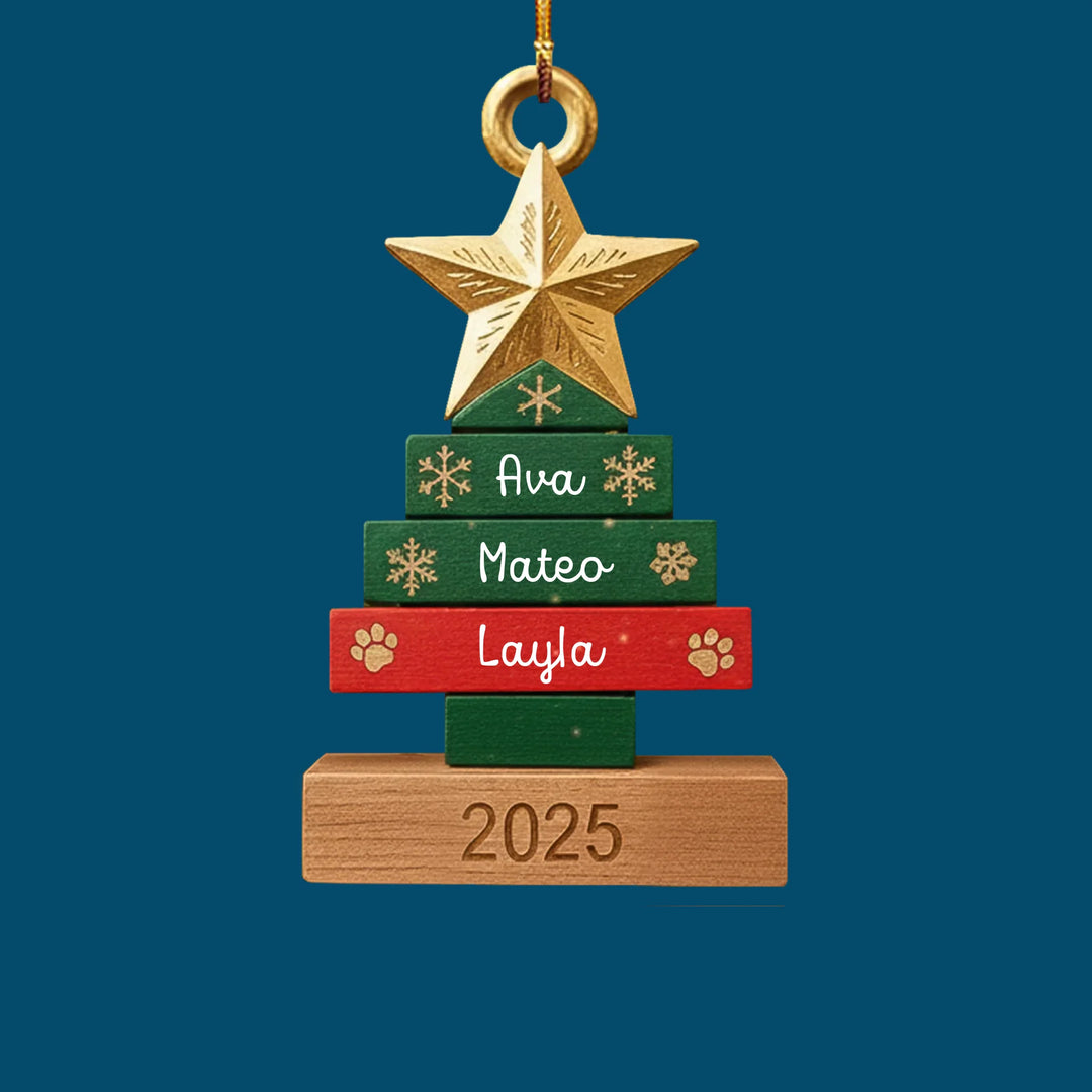 Christmas Family Tree - Personalized Custom Shape Wood Ornament - Christmas Gift For Family Members
