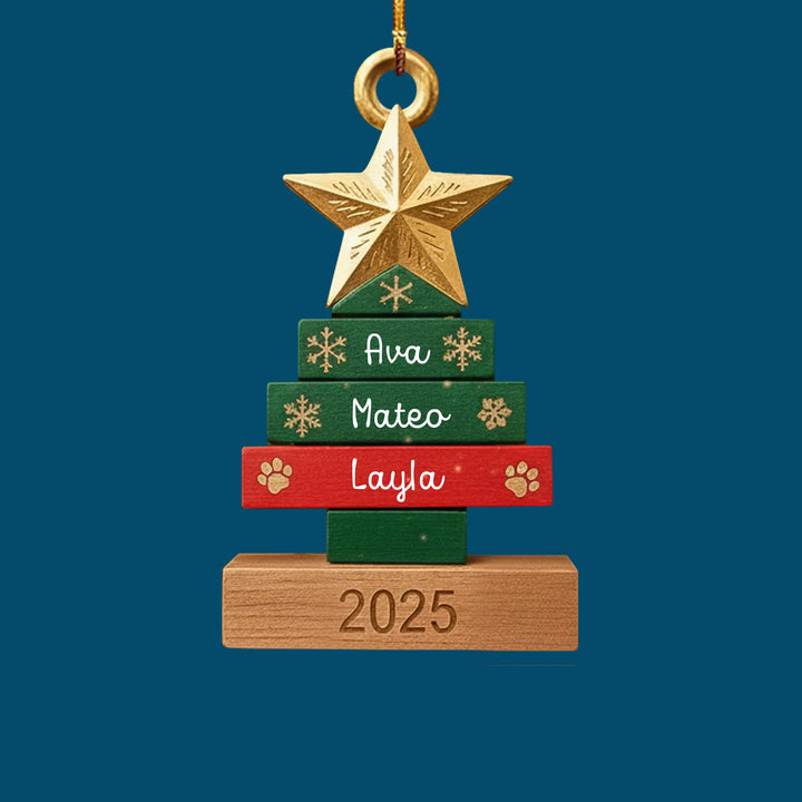 Christmas Family Tree - Personalized Custom Shape Wood Ornament - Christmas Gift For Family Members