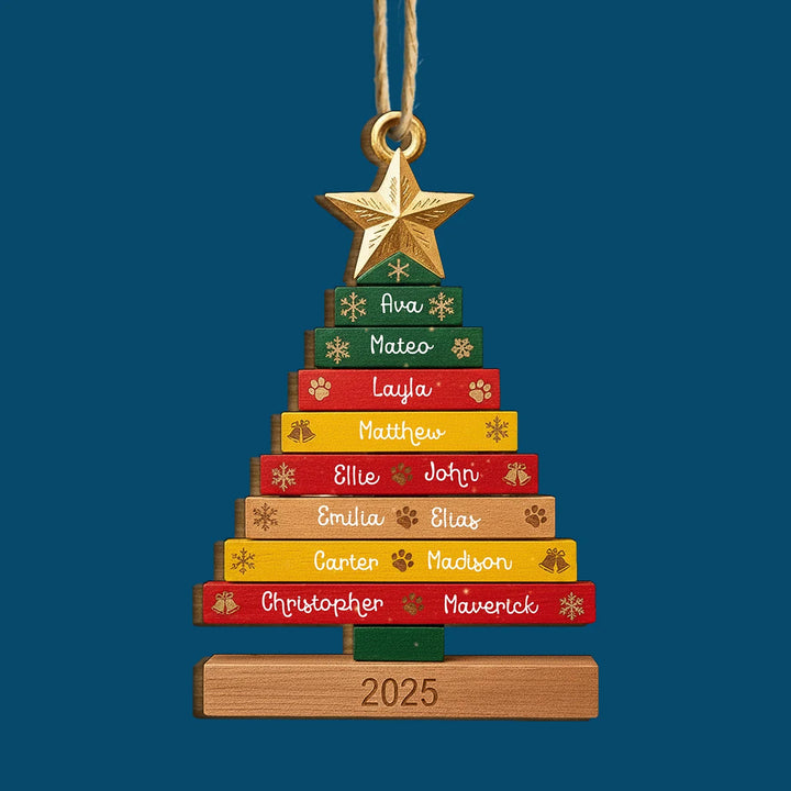 Christmas Family Tree - Personalized Custom Shape Wood Ornament - Christmas Gift For Family Members